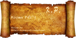 Kozma Pál névjegykártya